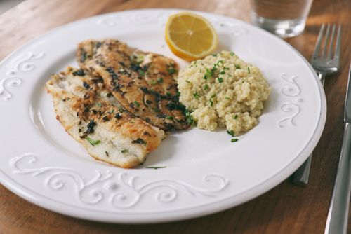 Seafood Enthusiast's Delight: Lemon-Parsley Flounder on Couscous
